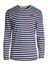 Red Heart Wappen Stripe Long Sleeve T-Shirt Blue P1 T0101 - COMME DES GARCONS - BALAAN 5