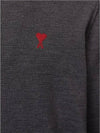 Heart Logo Wool Turtleneck Grey - AMI - BALAAN 4