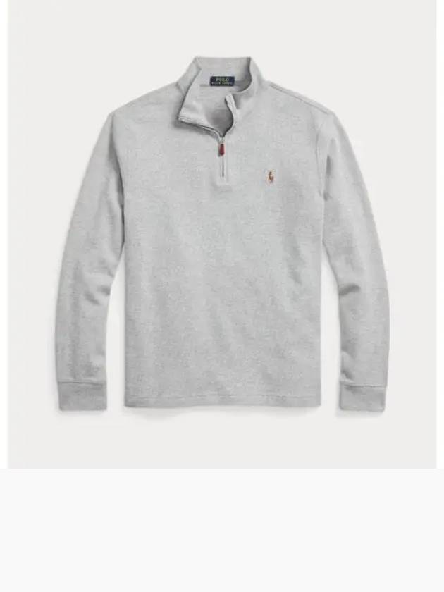 Embroidered Pony Logo Half Zip-Up Knit Top Grey - POLO RALPH LAUREN - BALAAN 2