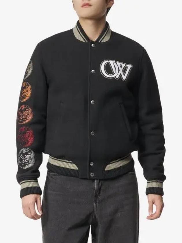 moon phase varsity bomber jacket black - OFF WHITE - BALAAN 2