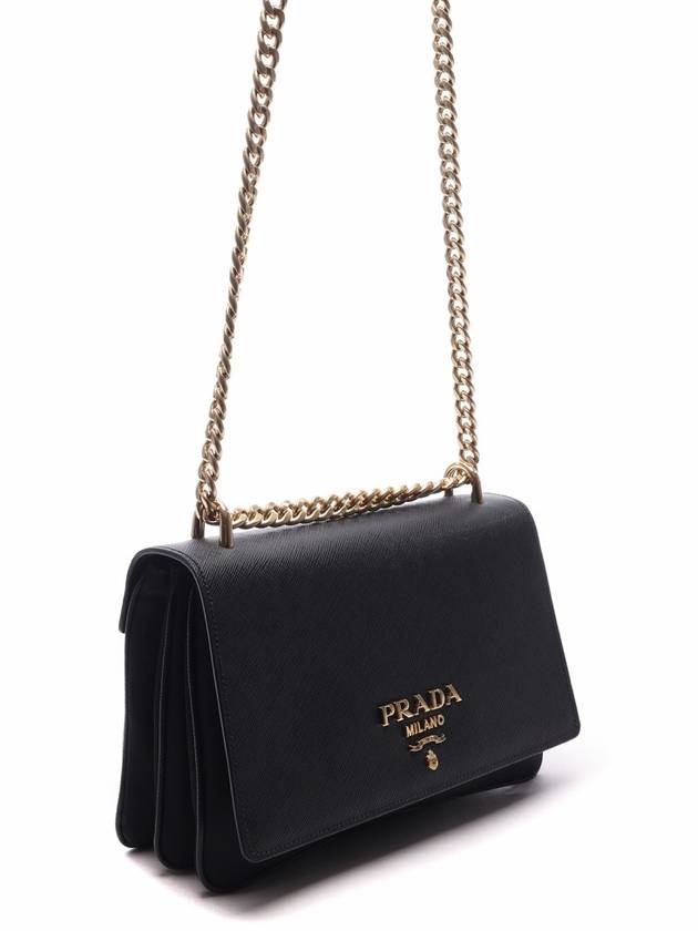 Saffiano Pocono Chain Shoulder Bag Black Gold - PRADA - BALAAN 4