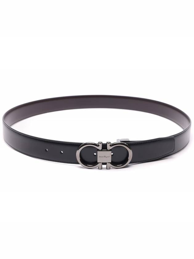 Gancini Reversible Adjustable Calfskin Leather Belt Black - SALVATORE FERRAGAMO - BALAAN 5