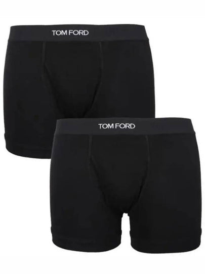 Men's Cotton Boxer Briefs Black 2 Pack - TOM FORD - BALAAN 2