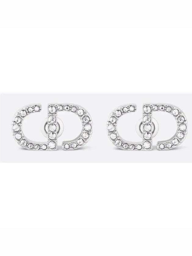 Petit CD Stud Crystal Earrings Silver - DIOR - BALAAN 2