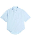 Men's Pocket Cotton Short Sleeve Shirt Blue - AMI - BALAAN 1