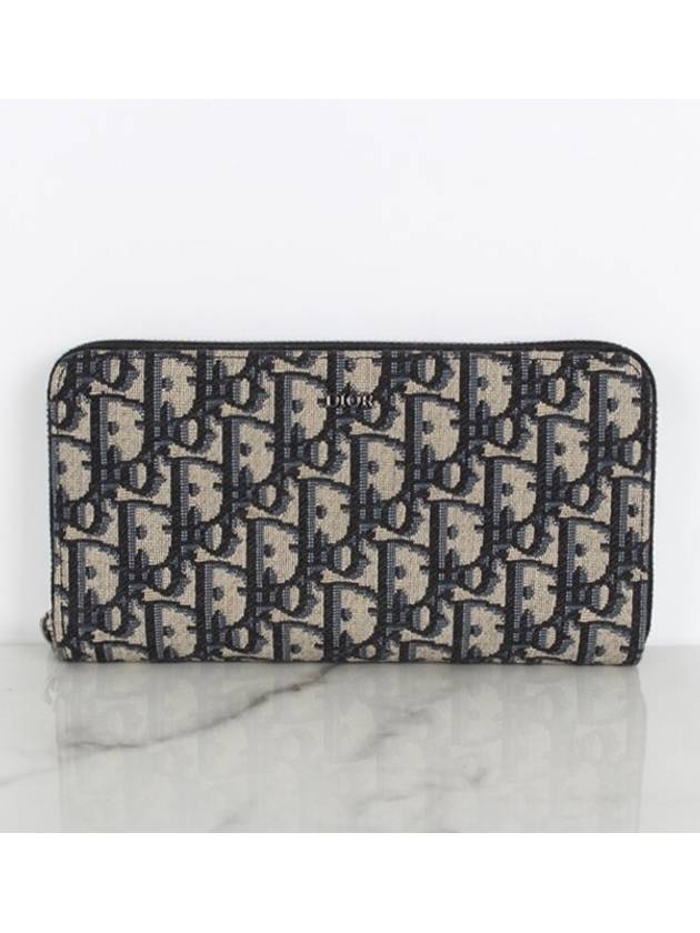 Oblique jacquard zipper long wallet - DIOR - BALAAN 3