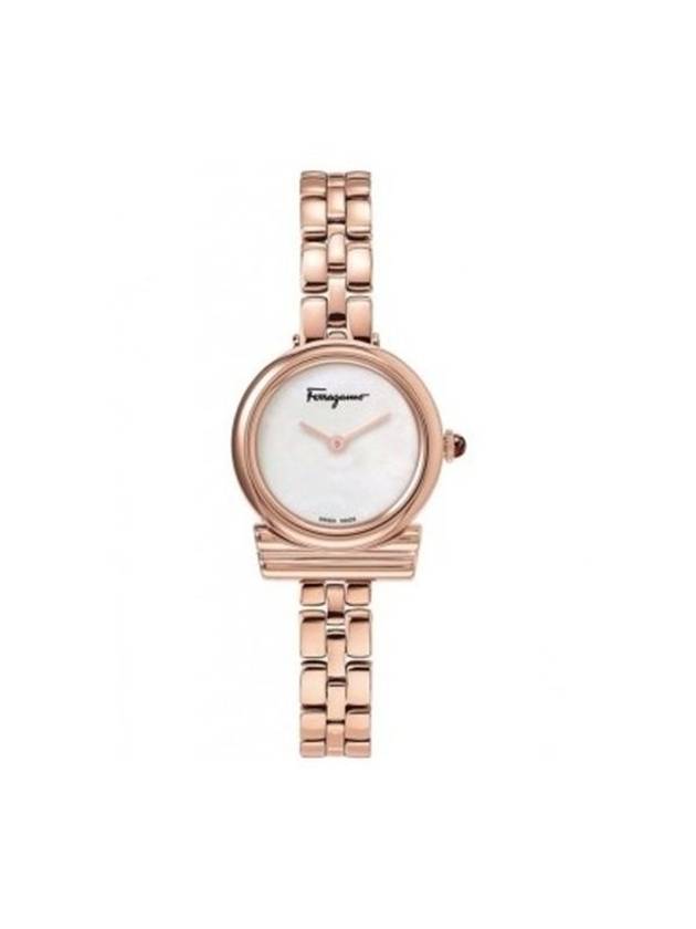 Women Gancini Metal Watch Rose Gold White - SALVATORE FERRAGAMO - BALAAN 1