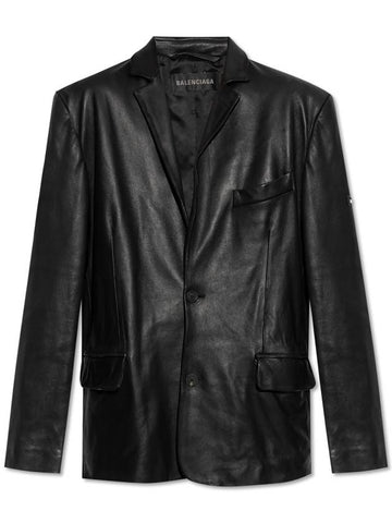 Balenciaga Leather Jacket In Oversize Style, Women's, Black - BALENCIAGA - BALAAN 1