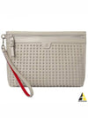 Spike Leather Clutch Bag White - CHRISTIAN LOUBOUTIN - BALAAN 2