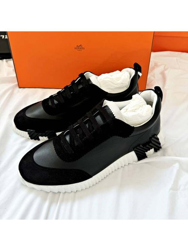 Bouncing Leather Low Top Sneakers Noir - HERMES - BALAAN 10