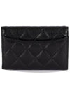 Classic Silver Logo Quilted Caviar Card Wallet Black - CHANEL - BALAAN 3