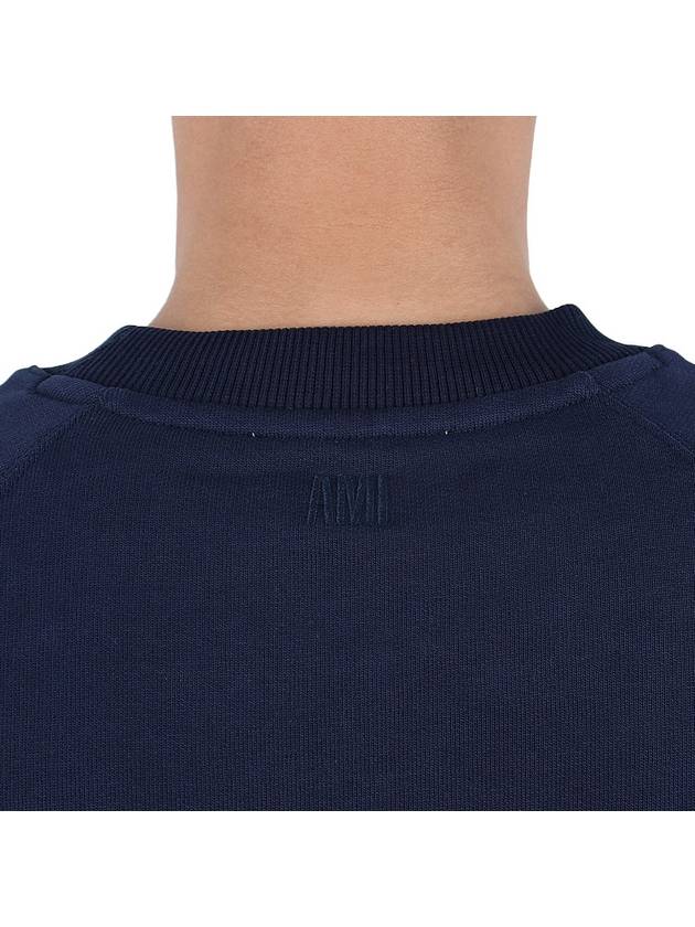 Heart Logo Organic Cotton Sweatshirt Navy - AMI - BALAAN 9