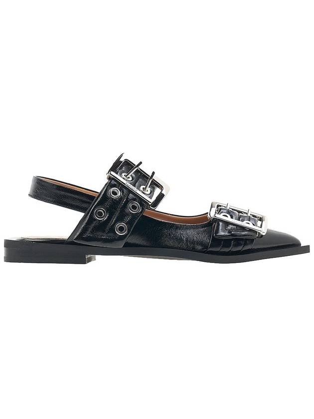 Eyelet Detail Buckle Flat Black - GANNI - BALAAN 3