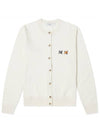 Double Fox Head Patch Round Neck Cardigan Ecru - MAISON KITSUNE - BALAAN 1