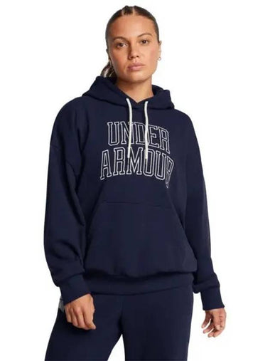 Women s Icon Heavyweight Terry Oversized Hoodie 1386494 410 - UNDER ARMOUR - BALAAN 1