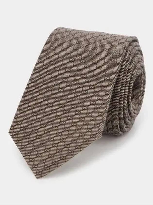 Interlocking G Silk Wool Tie Camel Brown - GUCCI - BALAAN 6