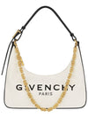 Chain Canvas Small Moon Cut Out Shoulder Bag Beige Black - GIVENCHY - BALAAN.