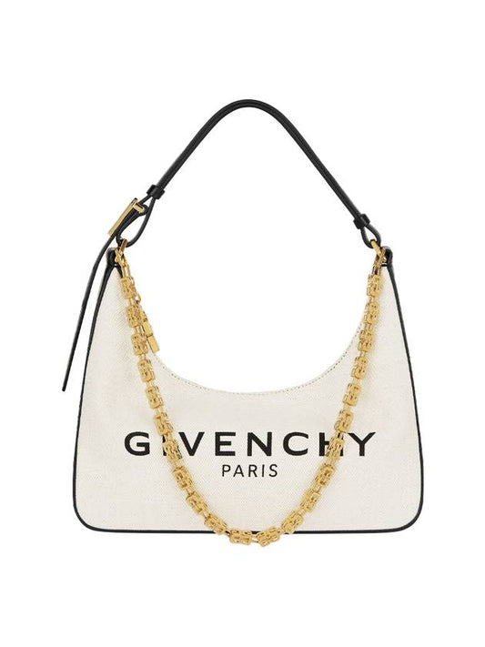 Chain Canvas Small Moon Cut Out Shoulder Bag Beige Black - GIVENCHY - BALAAN 1