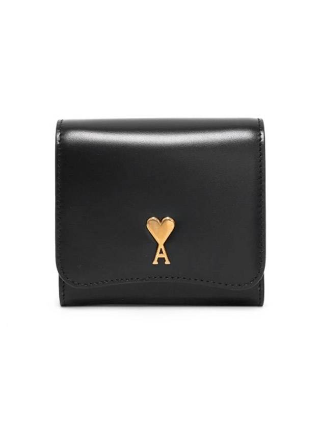 Heart Logo Flap Card Wallet Black - AMI - BALAAN 4