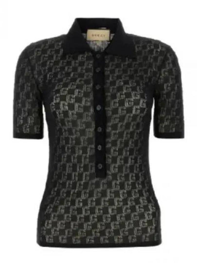 GG Cotton Silk Blend Polo Shirt Black - GUCCI - BALAAN 2