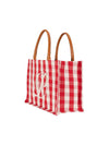 Women's Gingham Check Middle Tote Bag Red - PEOPLE OF THE WORLD - BALAAN 3