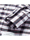 Men's Hidden Three Stripes Oxford Check Long Sleeve Shirt Navy - THOM BROWNE - BALAAN 8