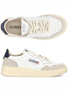 Women's Leather Suede Medalist Low Top Sneakers White Blue - AUTRY - BALAAN 2