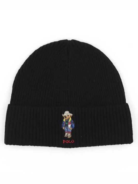 Embroidered Holiday Bear Wool Beanie Black - POLO RALPH LAUREN - BALAAN 2