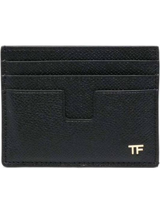 Small Grain Leather Card Holder Black - TOM FORD - BALAAN.