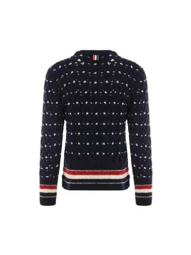 Wool Mohair Long Sleeve Knit Top Navy - THOM BROWNE - BALAAN 3