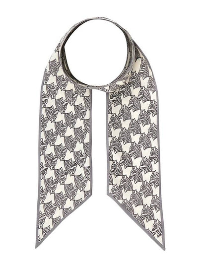 Zebra Print Silk Ribbon Tie Scarf Grey - TORY BURCH - BALAAN 2