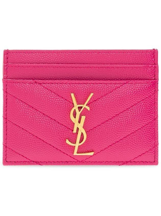 Gold Hardware Matelasse Caviar Leather Card Wallet Fuchsia - SAINT LAURENT - BALAAN 1