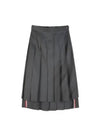 Super 120S Twill Below Knee Pleated Skirt Dark Grey - THOM BROWNE - BALAAN 2