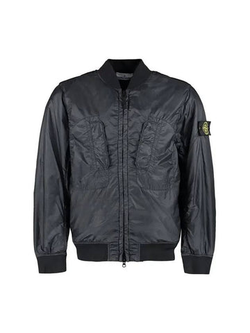 Logo Patch Bomber Jacket Black - STONE ISLAND - BALAAN 1