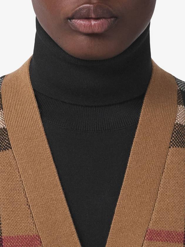 Check Wool Cashmere Cardigan Brown - BURBERRY - BALAAN 6