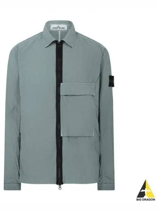 Naslan Garment Dyed Compass Patch Zip-up Jacket Sage Green - STONE ISLAND - BALAAN 2