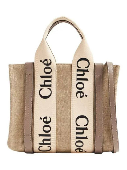 Woody Small Canvas Tote Bag Musk Grey - CHLOE - BALAAN 2