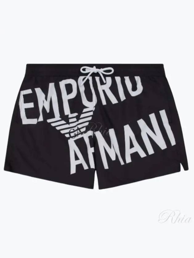 Logo Print Swim Shorts Black - EMPORIO ARMANI - BALAAN 2