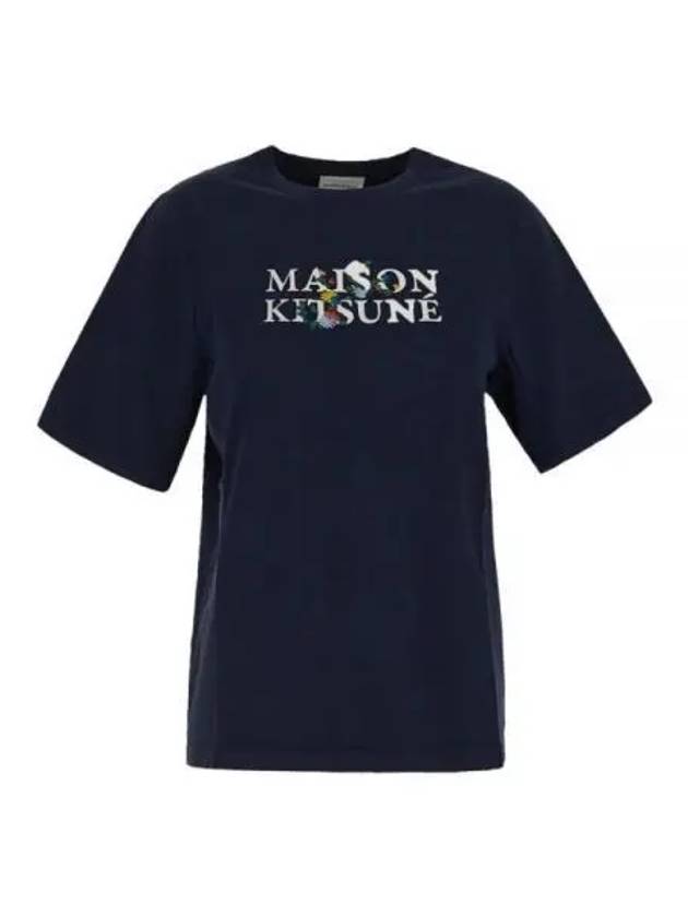 Flower Logo Print Short Sleeve T-Shirt Blue - MAISON KITSUNE - BALAAN 2