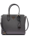 Triangle Logo Saffiano Tote Bag Grey - PRADA - BALAAN 3