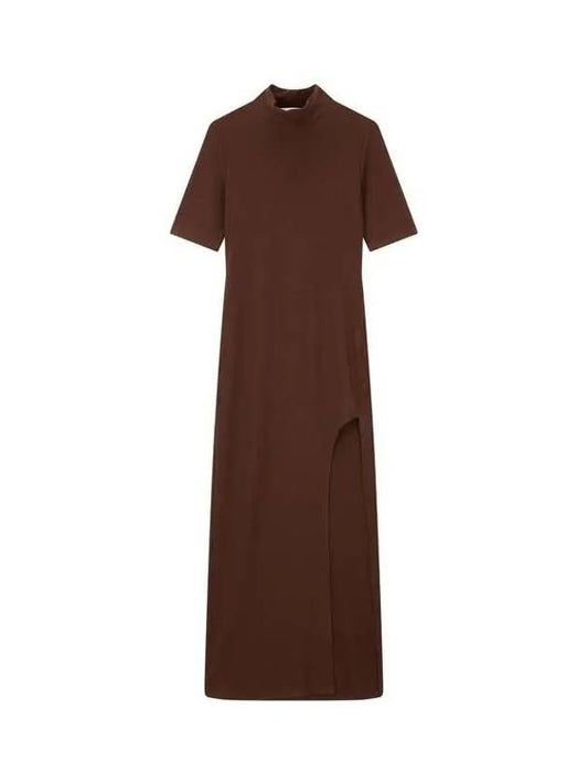 Ribbed slit knit dress brown - REFORMATION - BALAAN 1