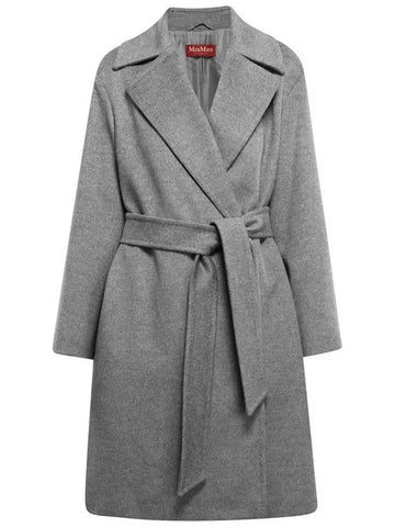 TIGRE Belted Wool Coat Gray Melange 2426016091 011 - MAX MARA - BALAAN 1