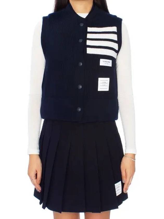 Fine Merino And Jersey Padding Reversible Vest Navy - THOM BROWNE - BALAAN 7