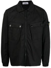 Men's Wappen Patch Two-Pocket Overshirt Zip-Up Jacket Black - STONE ISLAND - BALAAN 1