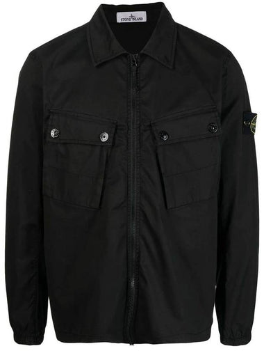 Men's Wappen Patch Two-Pocket Overshirt Zip-Up Jacket Black - STONE ISLAND - BALAAN 1