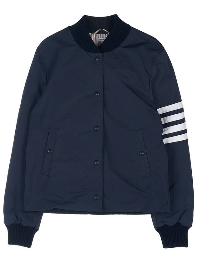 Tech Faille 4 Bar Down Varsity Bomber Jacket Navy - THOM BROWNE - BALAAN 11