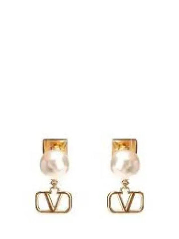 4W0J0Q43 UXM 0O3 4W2J0Q43 V logo pearl earrings 1279402 - VALENTINO - BALAAN 1