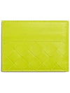 Intrecciato Leather Card Wallet Acid Green - BOTTEGA VENETA - BALAAN 3