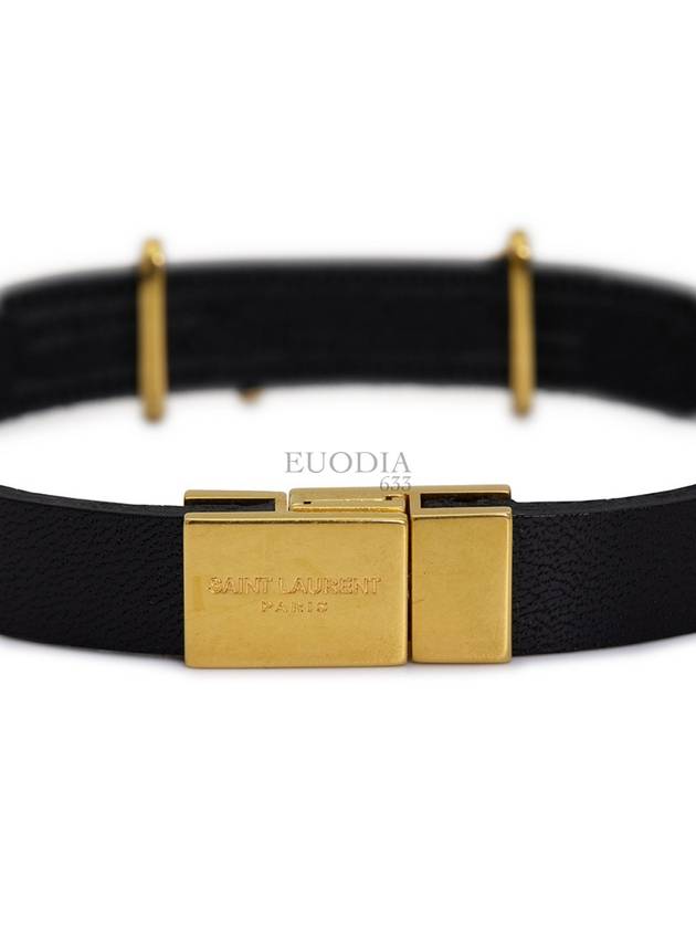 Monogram Logo Leather Bracelet Black - SAINT LAURENT - BALAAN 6