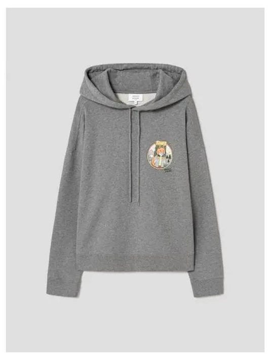 Men s Fox Small Scale Oversized Boxy Fit Hooded Sweatshirt Hoody Medium Gray Melange Domestic Product - MAISON KITSUNE - BALAAN 1